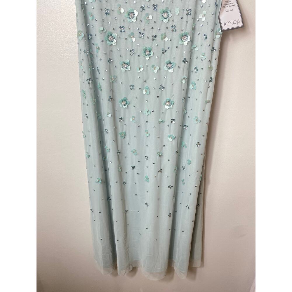Adrianna Papell Dress 10 Green Sequin Beaded Wedding Guest Mother of the Bride - Picture 9 of 15